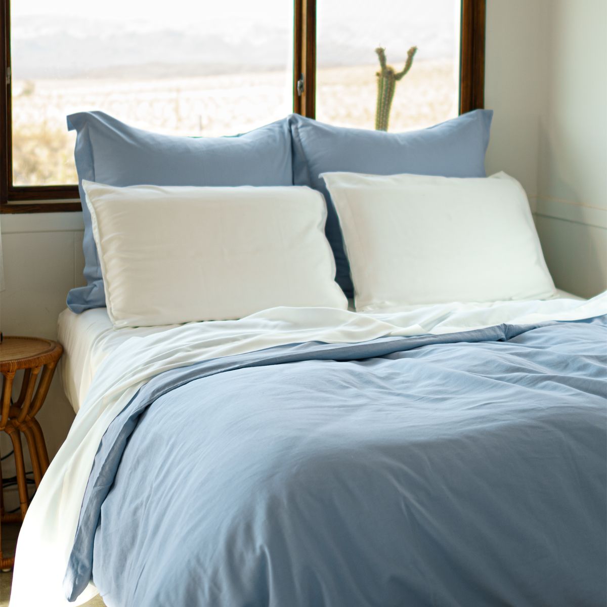 blue bamboo linen duvet cover #color_blue