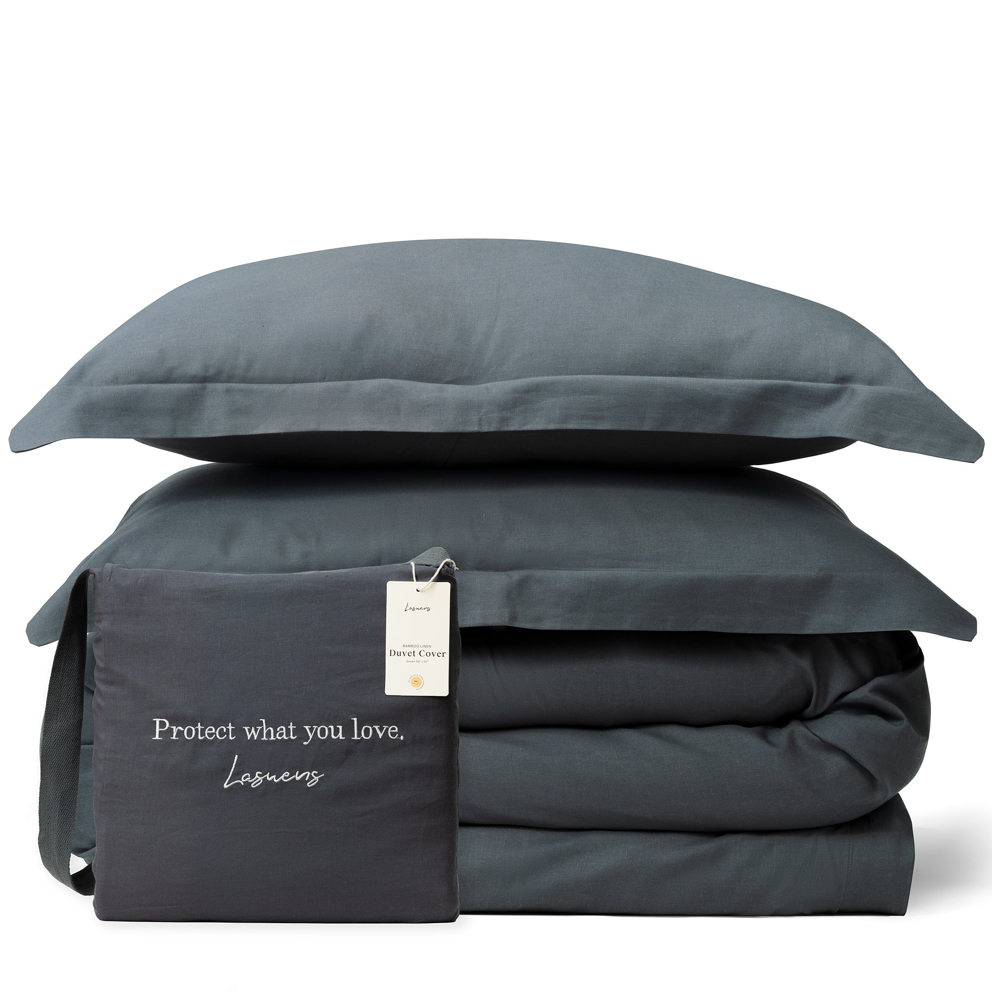 Grey bamboo linen duvet cover #color_dark-grey