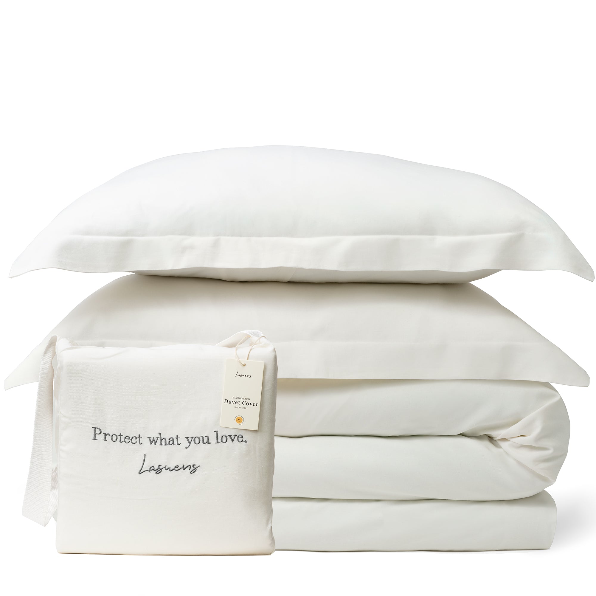 white bamboo linen duvet cover #color_milk