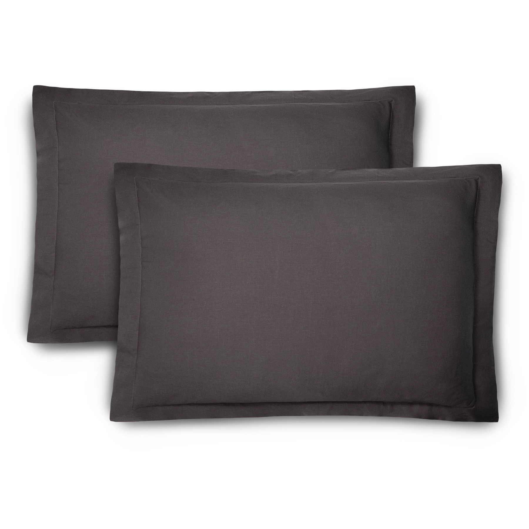 Dark gey bamboo linen sham set #color_dark-grey