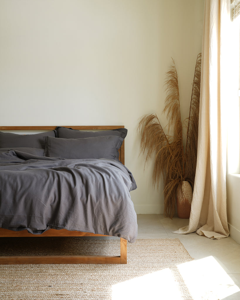 grey bamboo linen duvet cover #color_dark-grey